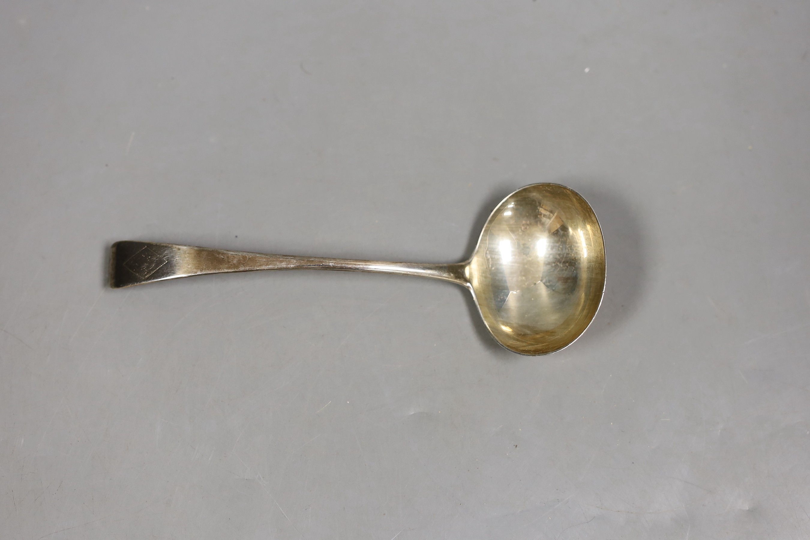 A George III provincial silver Old English pattern sauce ladle, by Hampston, Prince & Cattles, York, 1802, 16.5cm, 46 grams.